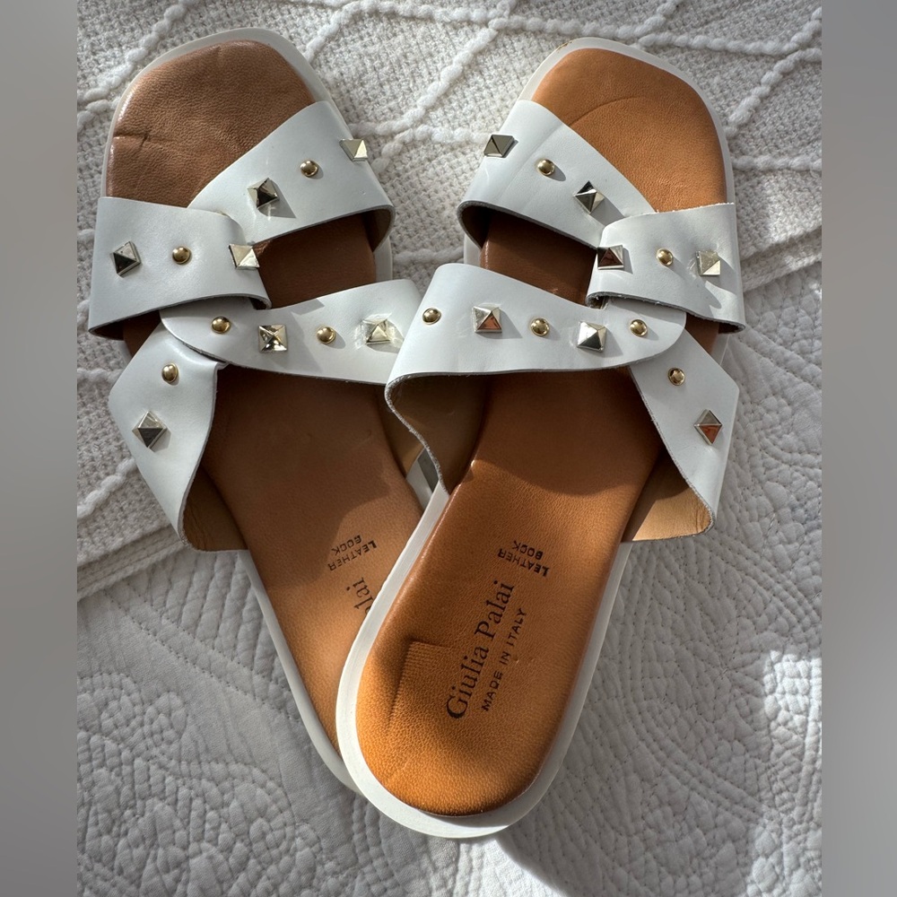 White Studded Sandals
